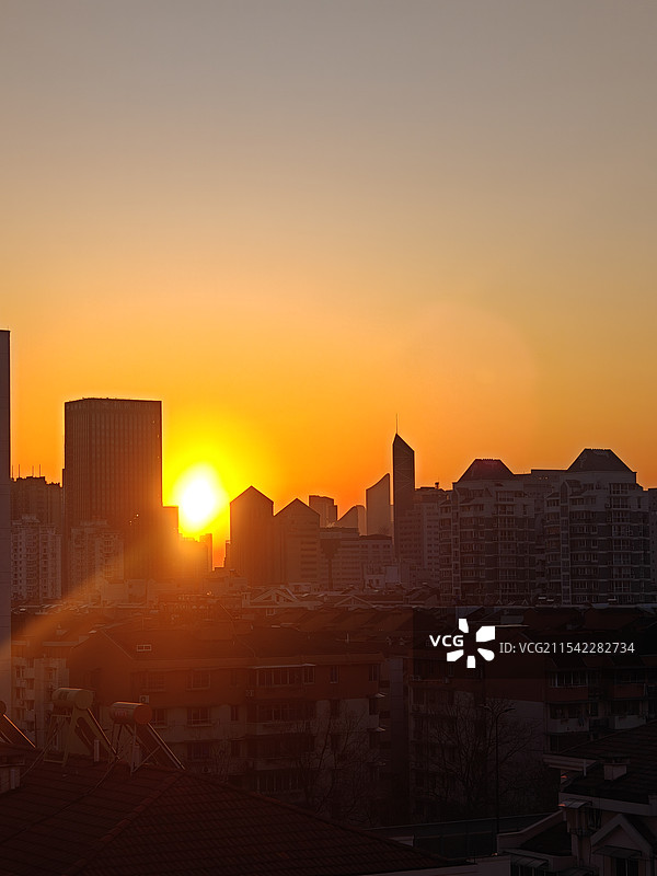 杭城冬日日出图片素材