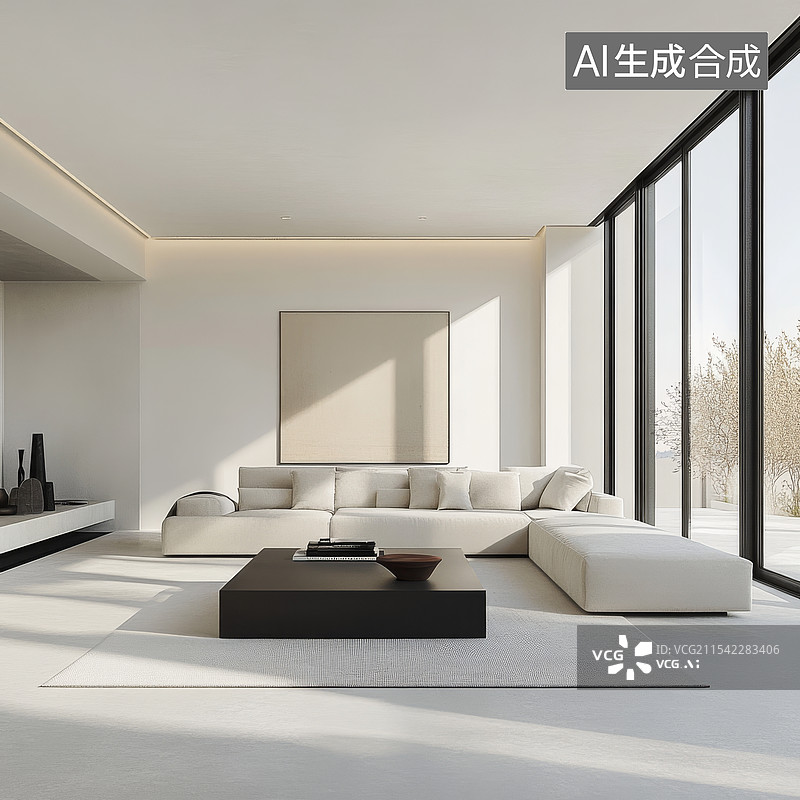 【AI数字艺术】极简主义客厅图片素材