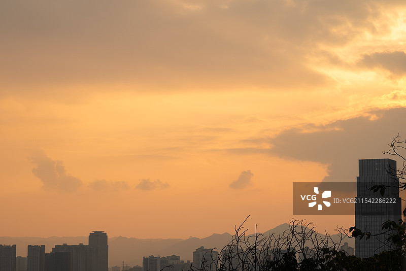 城市火烧云图片素材