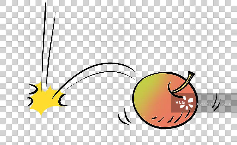 牛顿苹果万有引力物理学故事卡通漫画元素图片素材