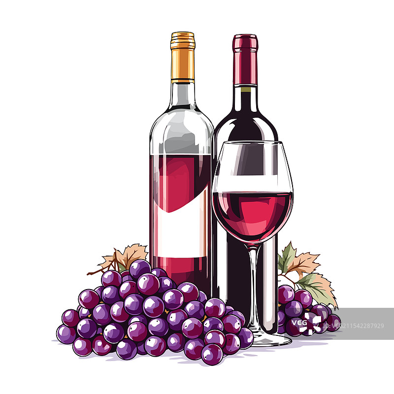 酒瓶和酒杯与葡萄图片素材