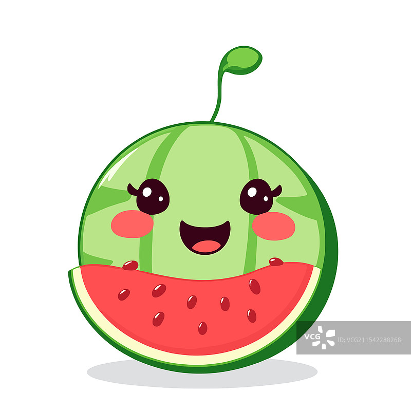 一颗脸上带着微笑的西瓜图片素材