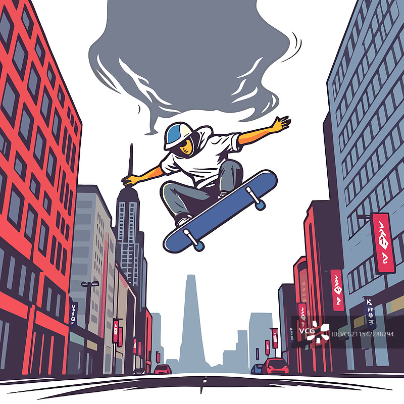 一名滑板运动员在空中做特技。图片素材