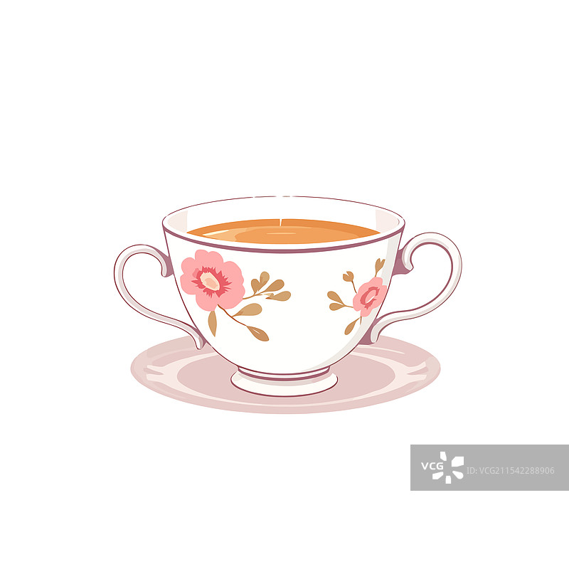 一杯茶上放着一朵花图片素材