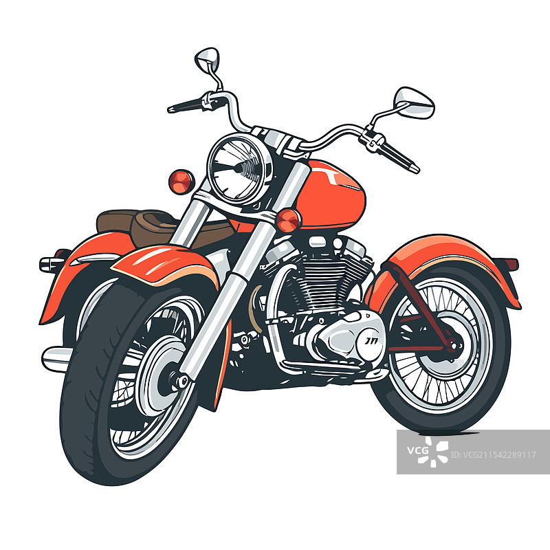 一辆红色摩托车，背景为白色图片素材