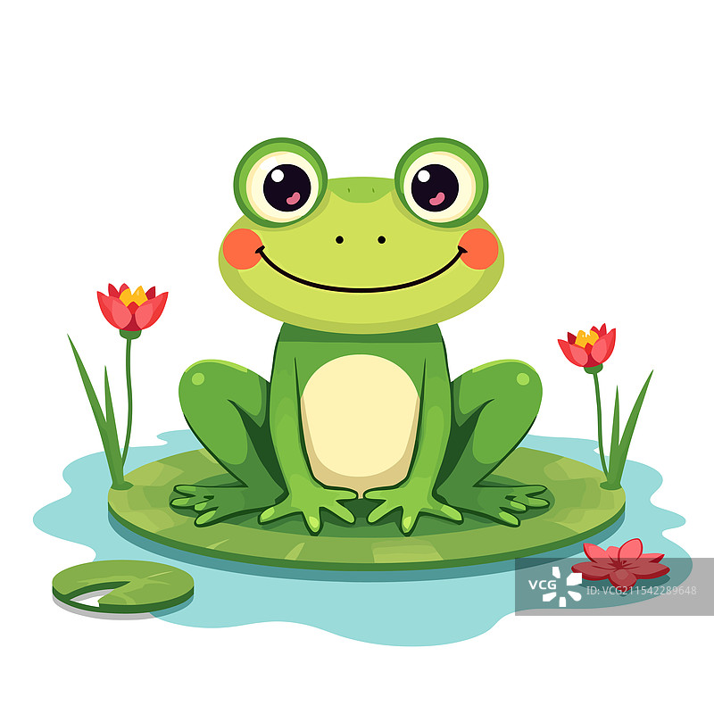 一只青蛙坐在睡莲上图片素材