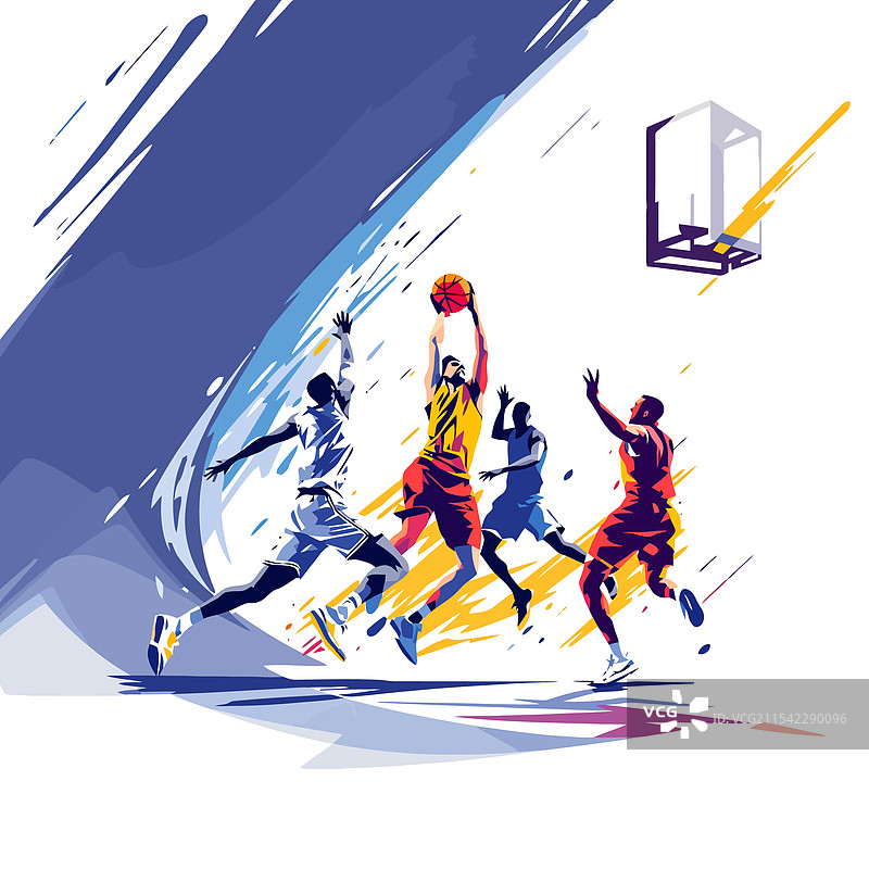 篮球运动员在比赛中奋力拼搏图片素材