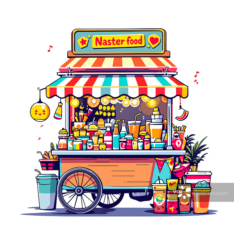 一辆装有各种食品的推车图片素材