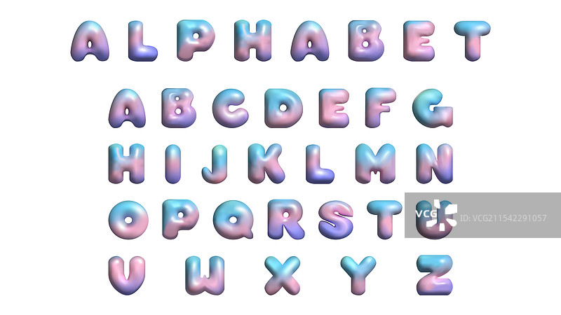 Y2K风格的3D字母英文字母表图片素材
