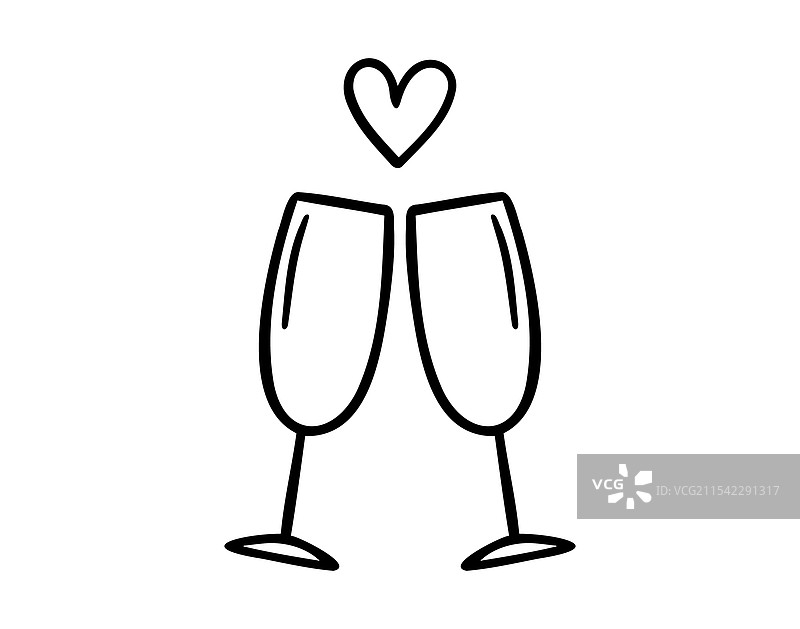 新年或圣诞节的两只香槟杯图片素材