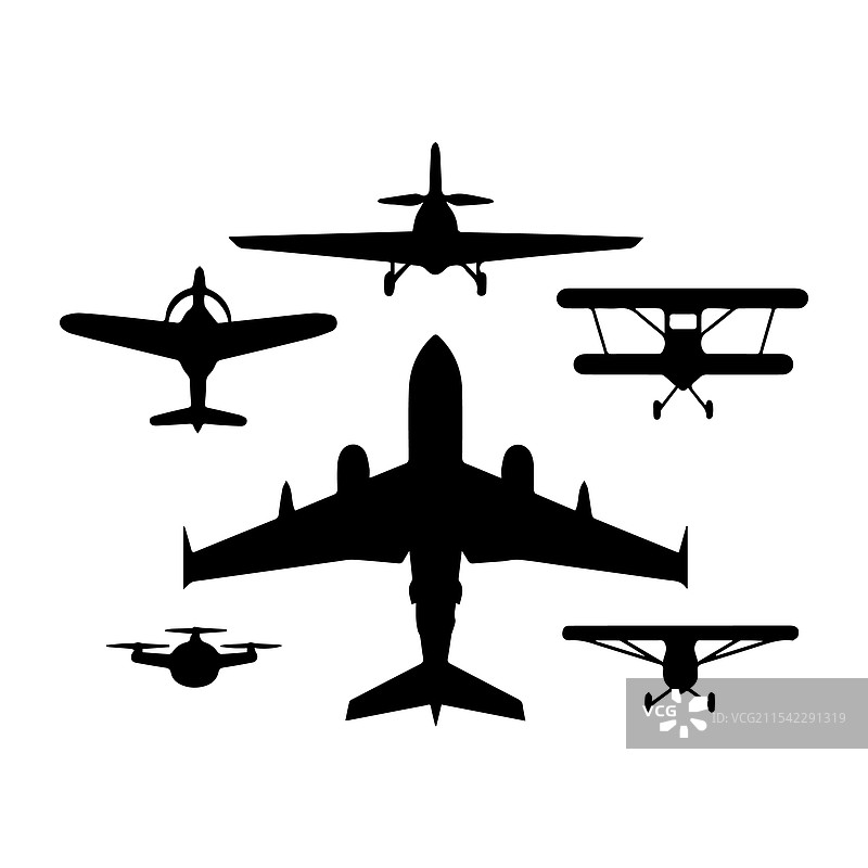 飞机轮廓剪影集合图片素材