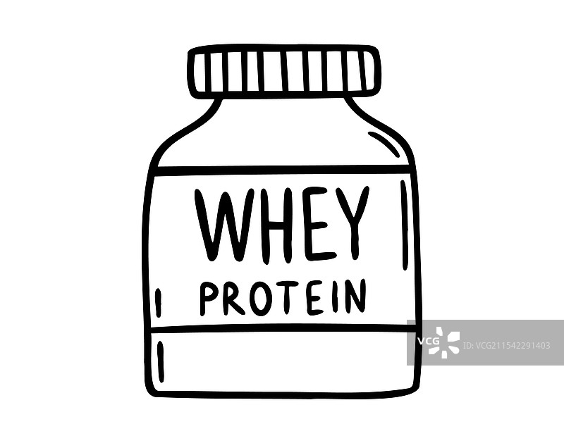 乳清蛋白瓶手绘图标集图片素材