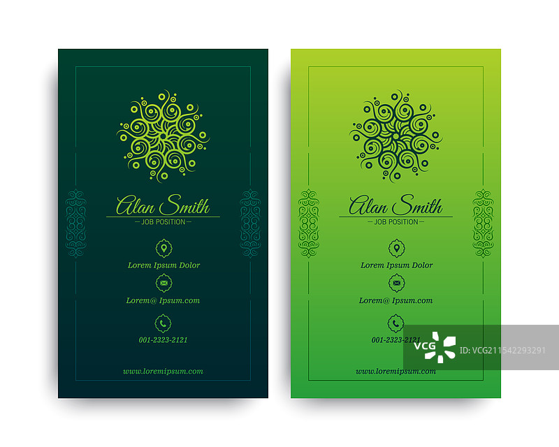绿色装饰性标志和名片模板图片素材