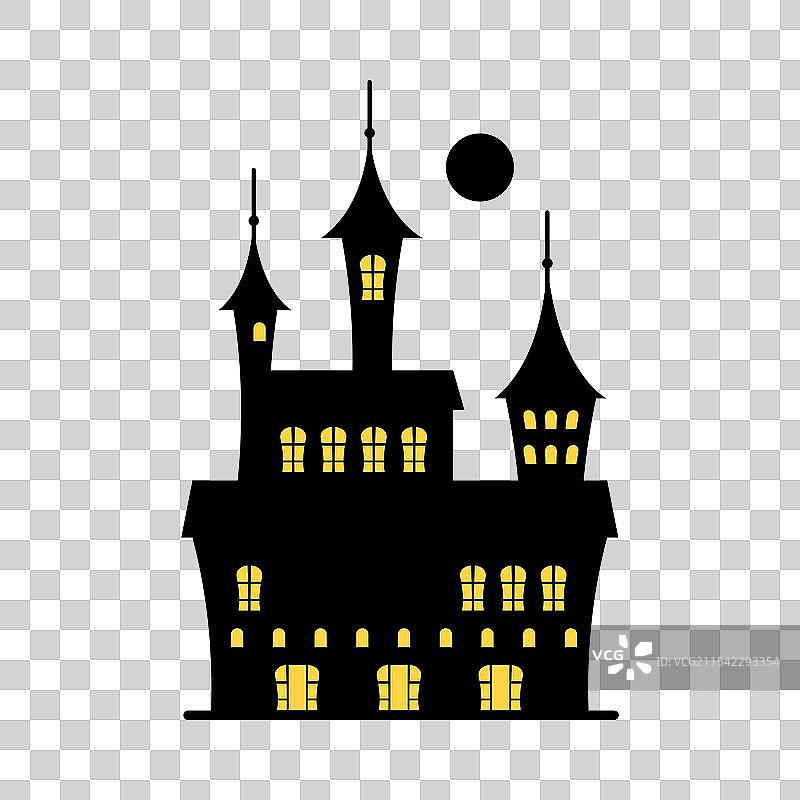 古老哥特式城堡的剪影与月亮图片素材