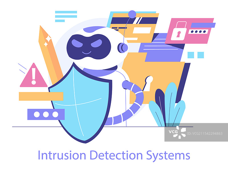 人工智能网络安全平面图图片素材
