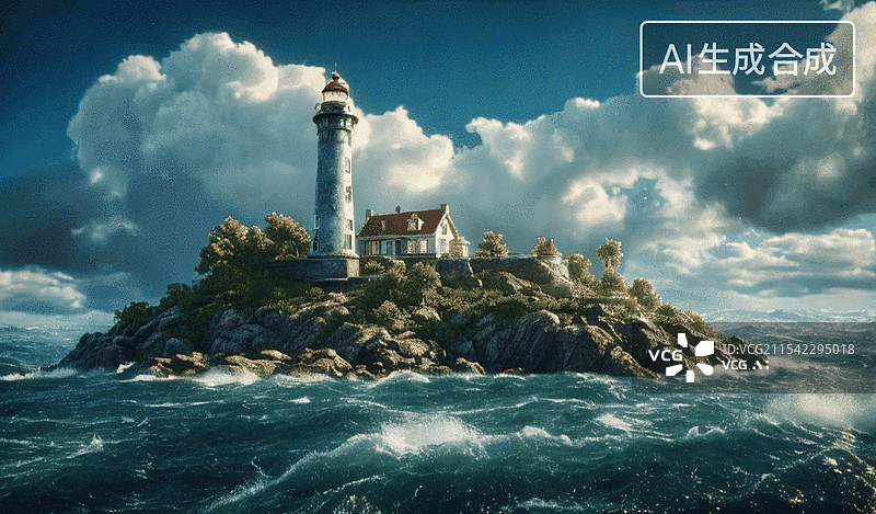 【AI数字艺术】灯塔岛图片素材