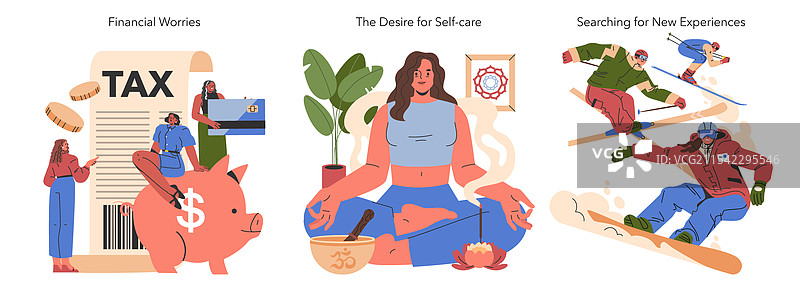 女性中年危机平面图图片素材