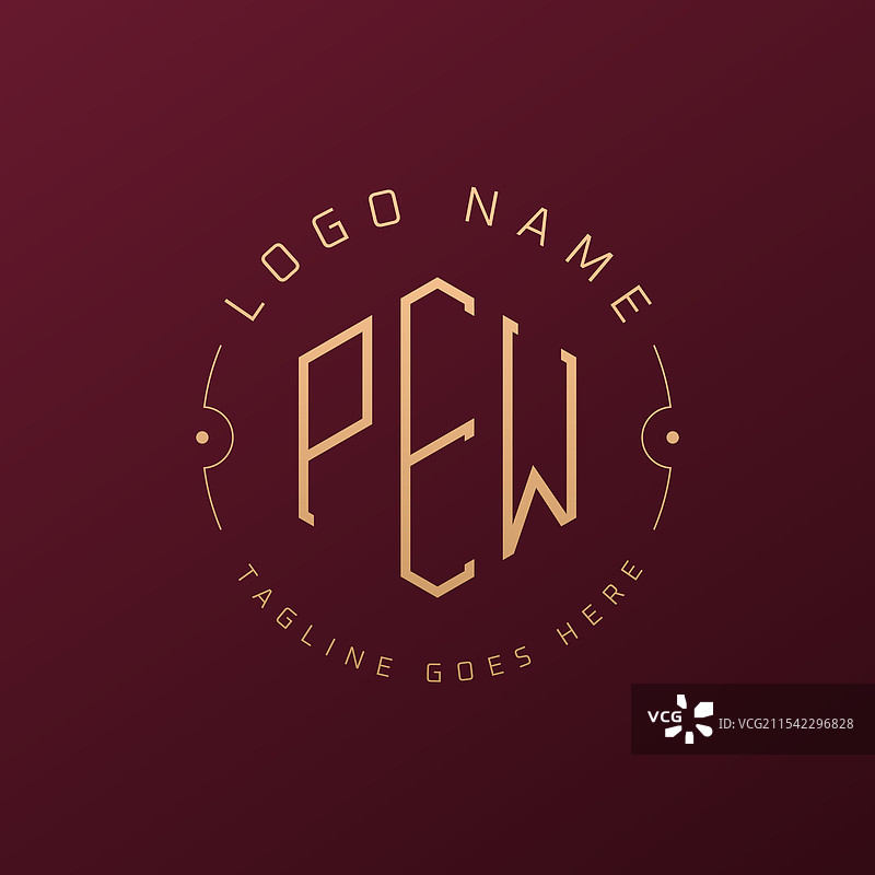 奢华的PEW字母标志设计，优雅的字母PEW图片素材