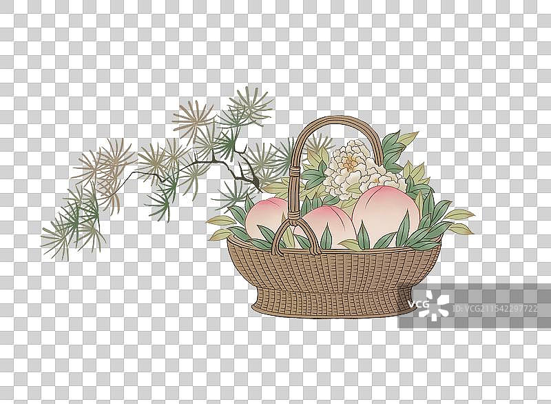 花篮仙桃元素图片素材