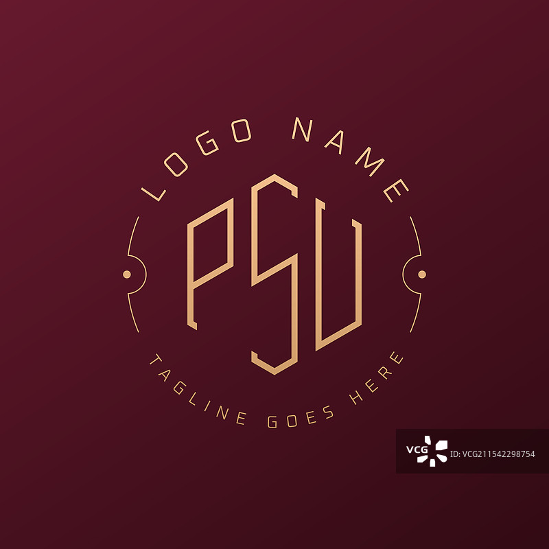 奢华的PSU标志设计，优雅的字母PSU图片素材