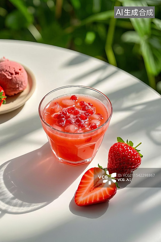 【AI数字艺术】草莓饮料图片素材