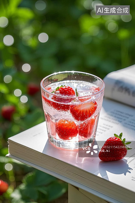 【AI数字艺术】草莓饮料图片素材