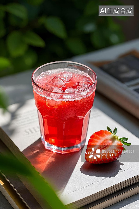 【AI数字艺术】草莓饮料图片素材