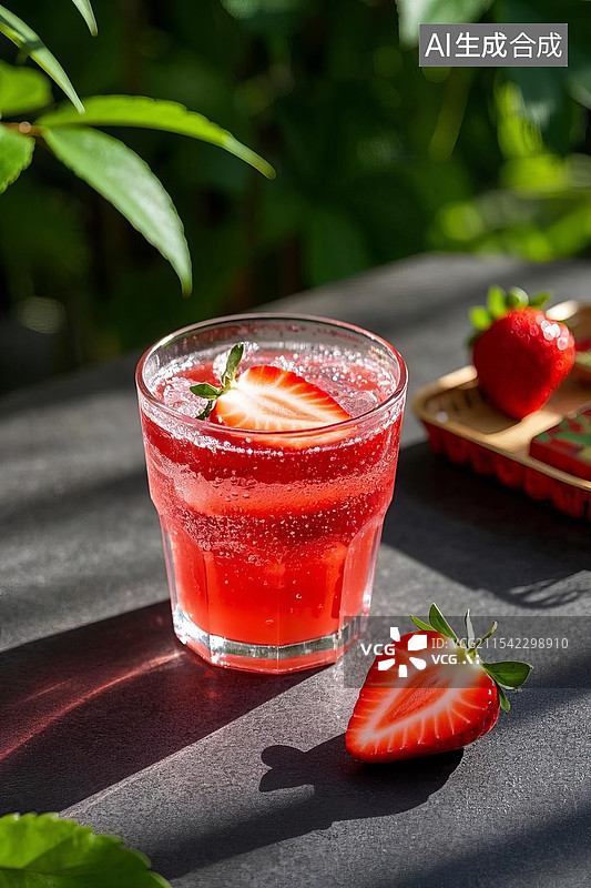 【AI数字艺术】草莓饮料图片素材