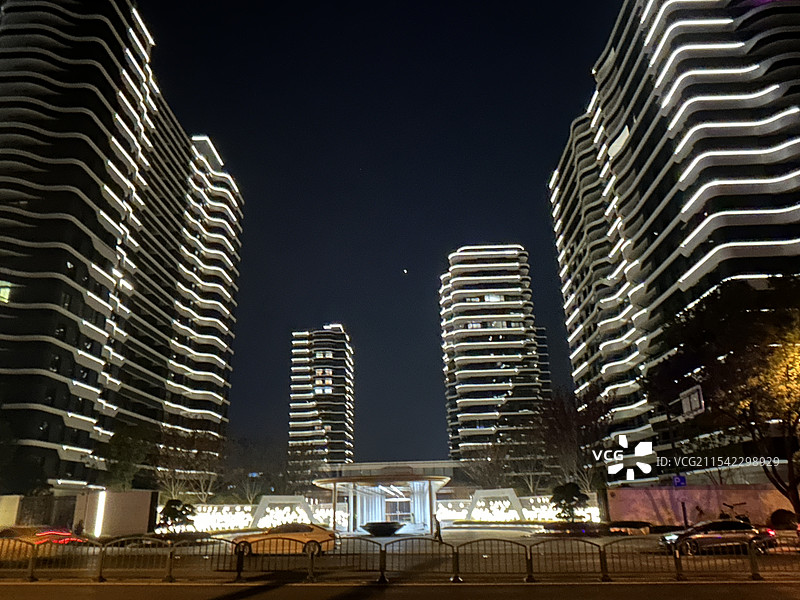 南江玺楼盘夜景光影图片素材