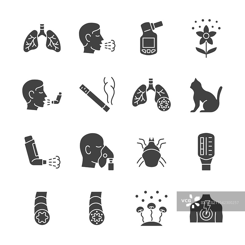 哮喘图标集合集图片素材