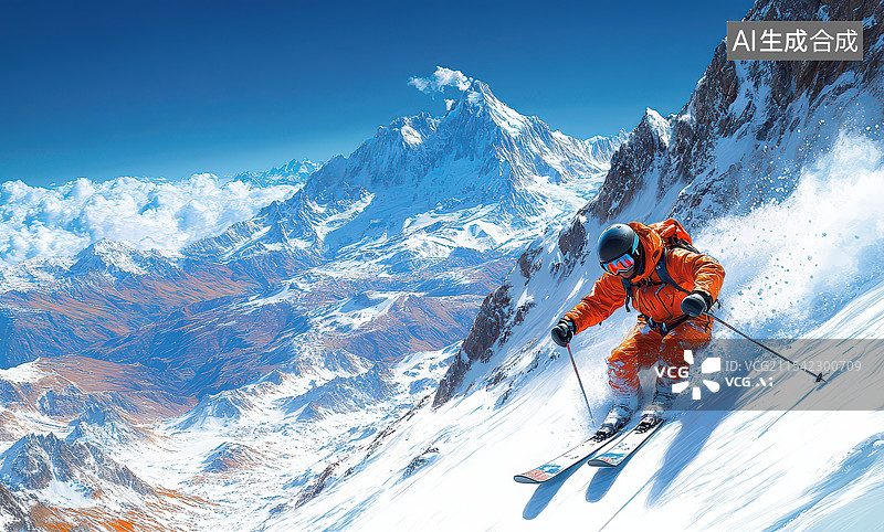 【AI数字艺术】冬季登山滑雪运动图片素材