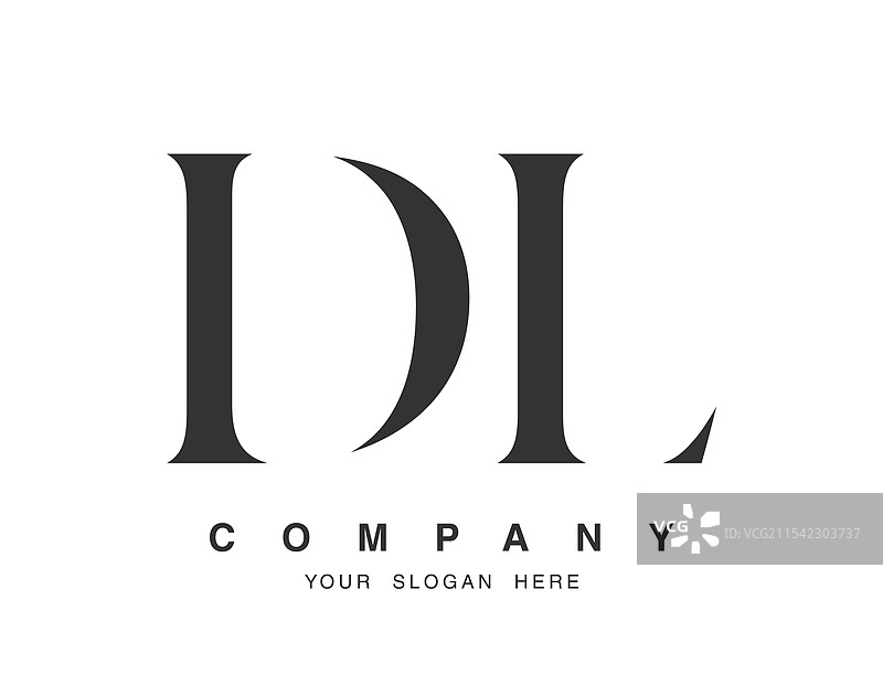 字母d和l的衬线字体logo设计图片素材