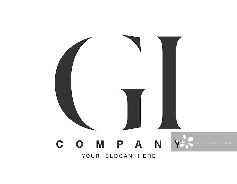 GI标志设计，字母G和I，衬线字体图片素材