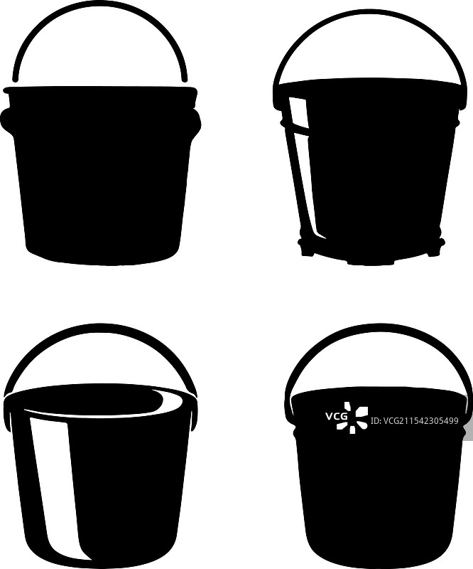 不同水桶的简单黑色剪影图片素材