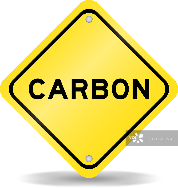 黄色交通标志，上面写着“碳”字。图片素材