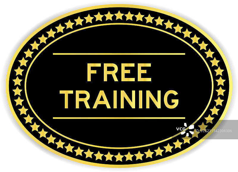 黑色和金色的椭圆形标签贴纸，上面有文字图片素材