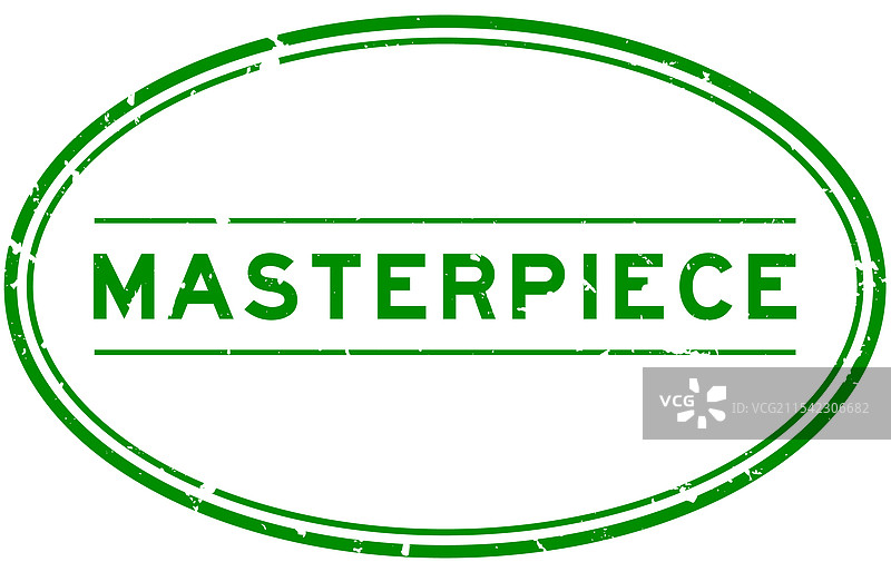 复古绿色杰作字母椭圆形橡胶印章图片素材