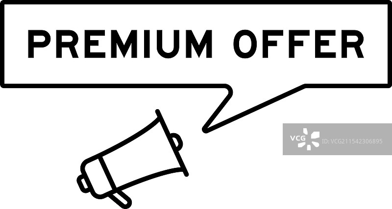 带有对话气泡的扩音器图标，字样为“premium”图片素材