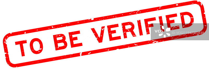 红色磨损的待验证字样橡胶方形印章图片素材