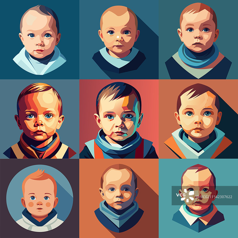 一组可爱的婴儿穿着内裤的不同姿势图片素材