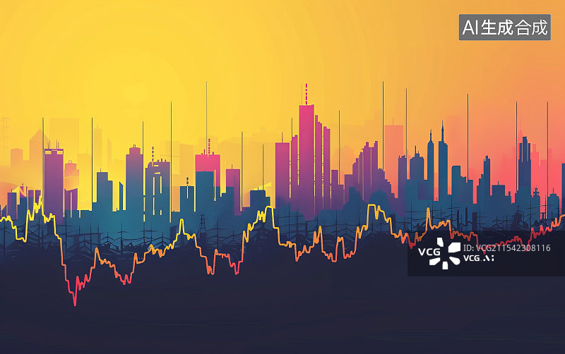 【AI数字艺术】城市建筑与图表图片素材
