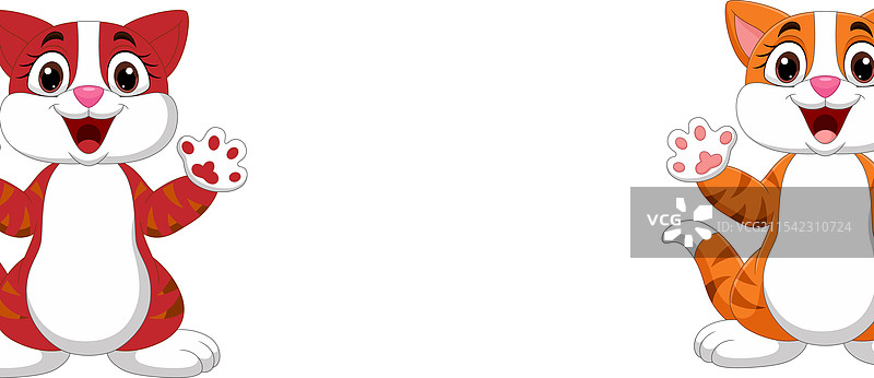 搞笑的卡通猫在白色背景上图片素材