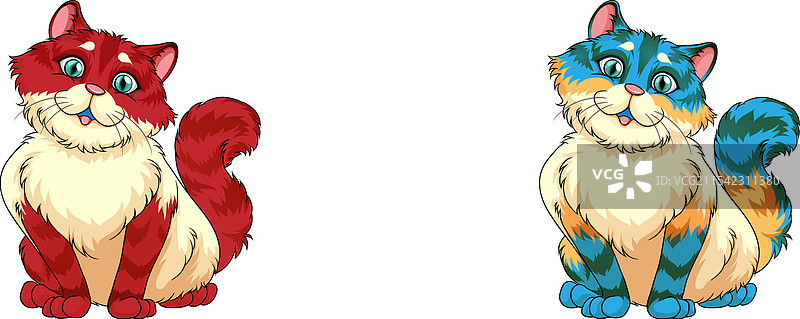 搞笑的卡通猫在白色背景上图片素材