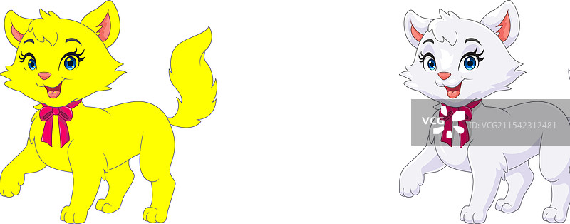 搞笑的卡通猫在白色背景上图片素材