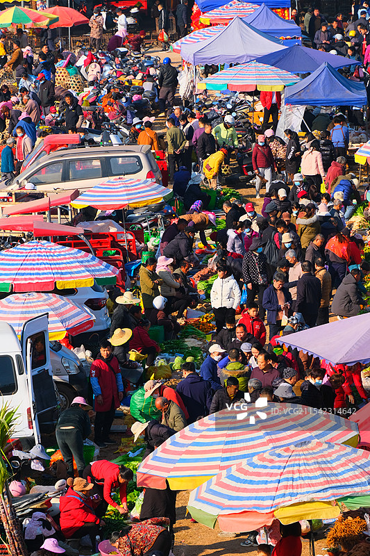 广西南宁那马圩日市集赶集年货菜市场乡村卖场农村集市图片素材