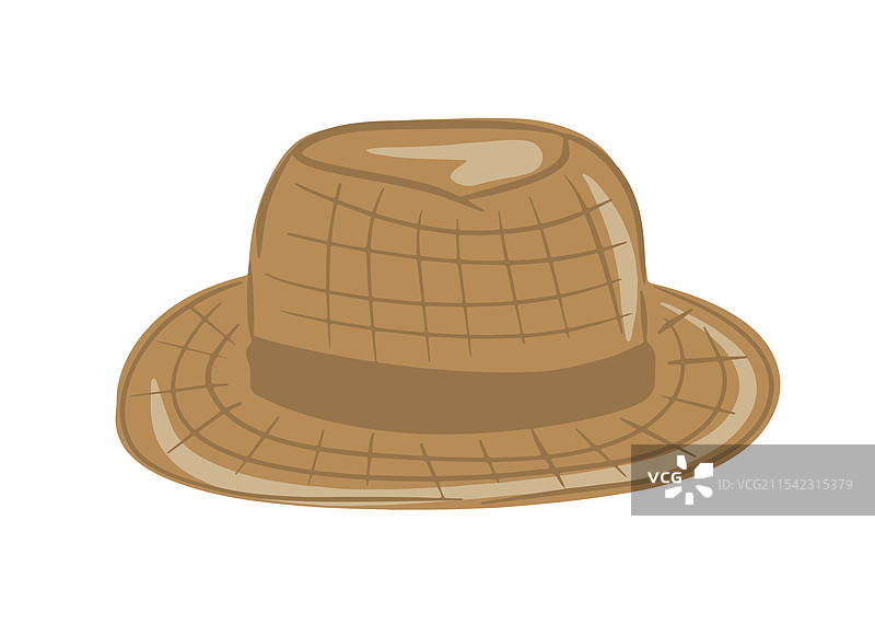 手绘的黑色带子的草帽孤立在白色背景上图片素材