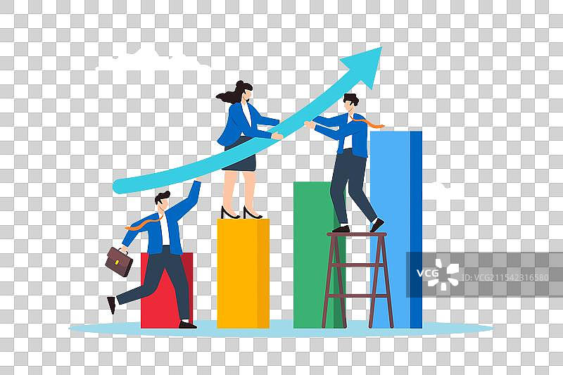 商业团队帮助推动增长的平面图图片素材