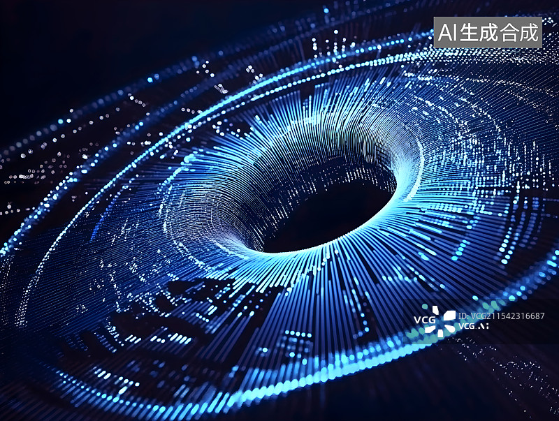 【AI数字艺术】蓝色科技空间漩涡线条背景图片素材