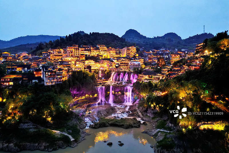 芙蓉镇灯火图片素材