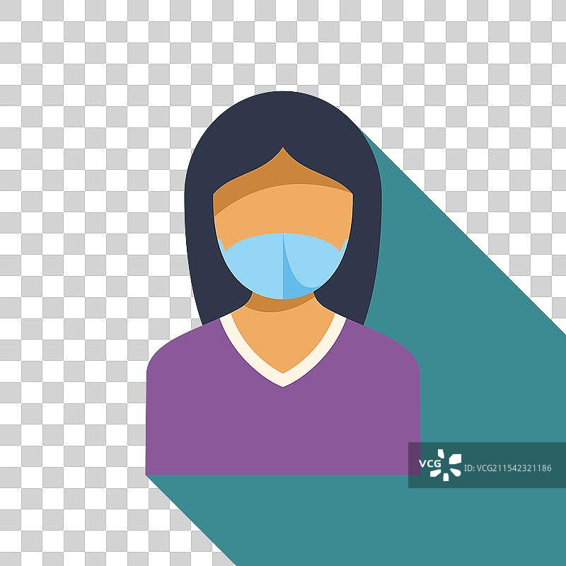 戴着防护口罩的年轻女性图标图片素材